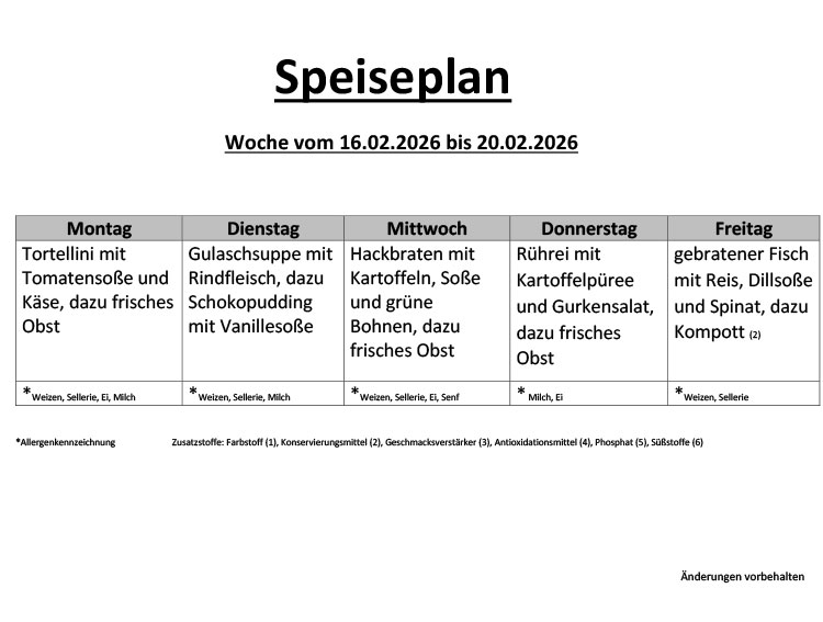 Speiseplan 22 7