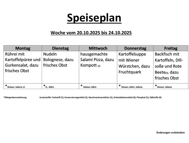 Speiseplan 22 7
