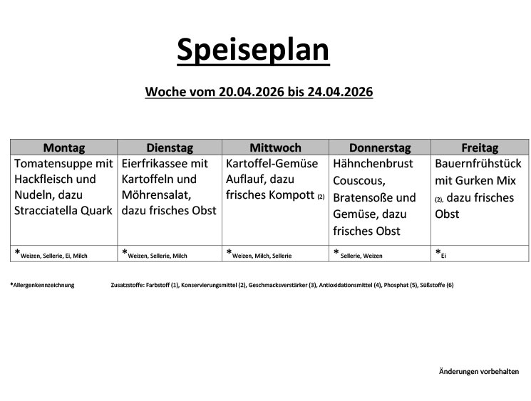 Speiseplan 22 7