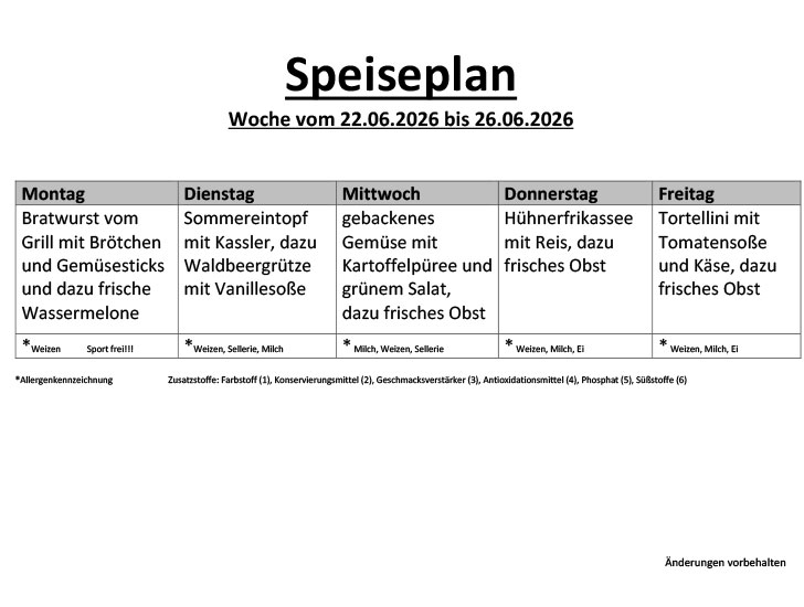 Speiseplan 31 10