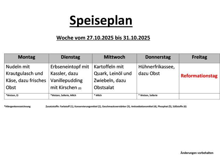 Speiseplan 31 10
