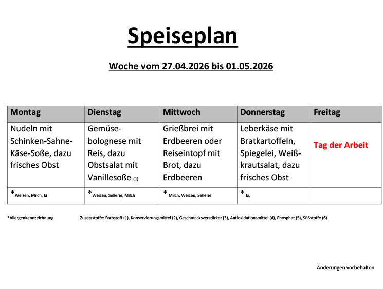 Speiseplan 31 10