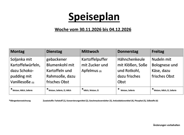 Speiseplan 31 3